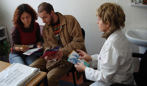 refugees meeting with physician